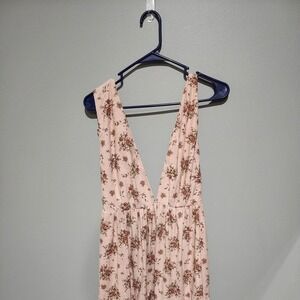 House of Harlow 1960 pink floral dress with brown flowers, size L